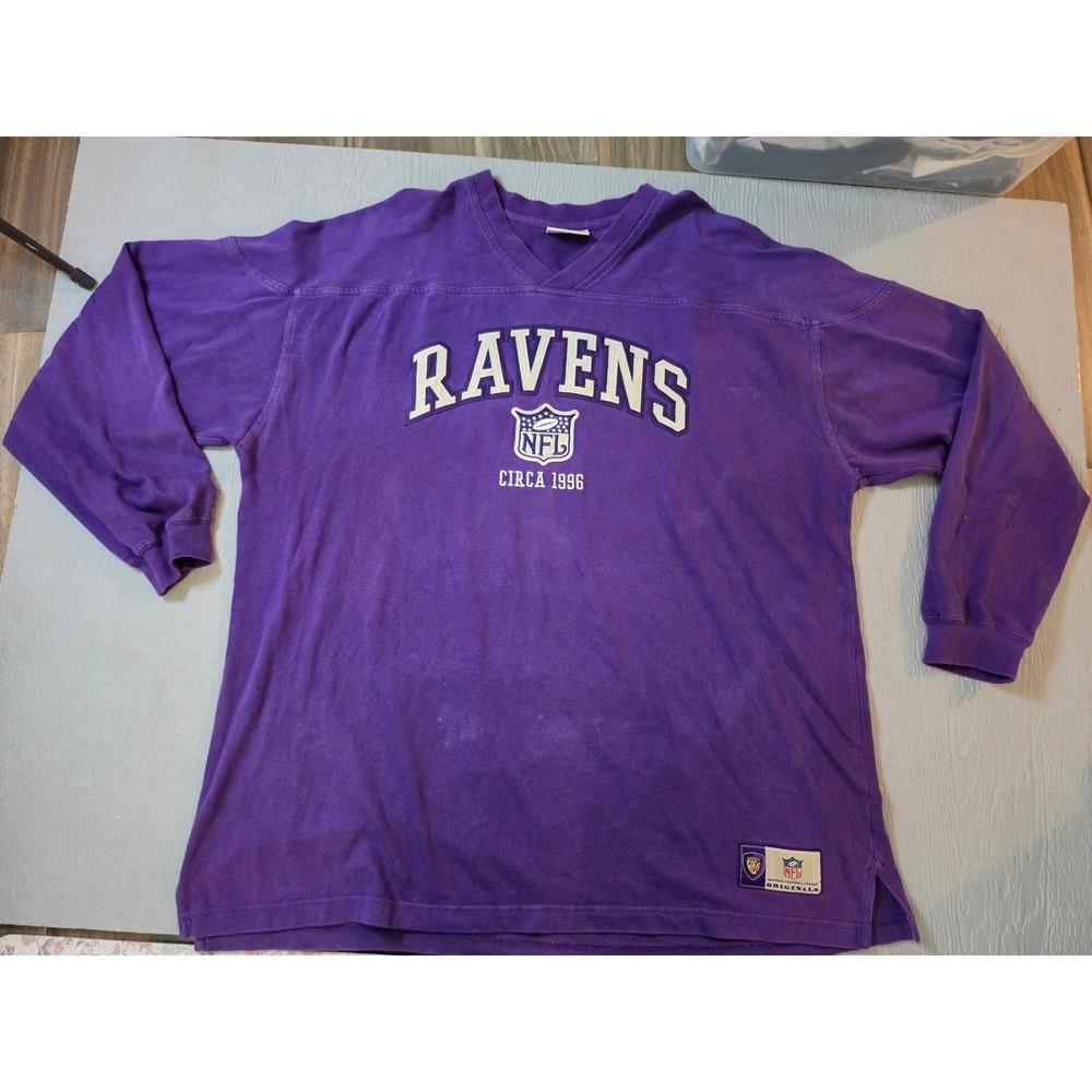 Vintage NFL Originals Baltimore Ravens Purple Long Sleeve Jersey Shirt XXL 1996